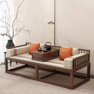 新中式实木罗汉床家用小户型床榻客厅禅意沙发名宿约贵妃床躺椅