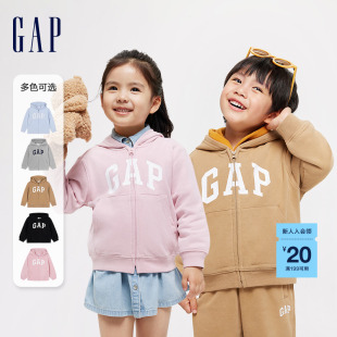 Gap男女幼童大童2024LOGO经典连帽卫衣大小童同款儿童装针织外套