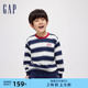 Gap男童春季2024新款时髦撞色条纹圆领卫衣儿童装套头上衣891594
