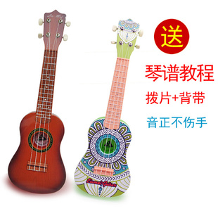 儿童吉他初学者尤克里里成人可弹奏乐器男女仿真玩具21寸尼龙琴弦