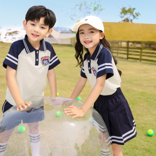 小学生班服夏季短袖运动套装幼儿园园服夏装学院风儿童校服毕业照