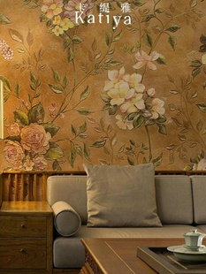 美式复古墙布欧式花朵电视背景墙壁纸法式客厅沙发墙卧室床头壁画