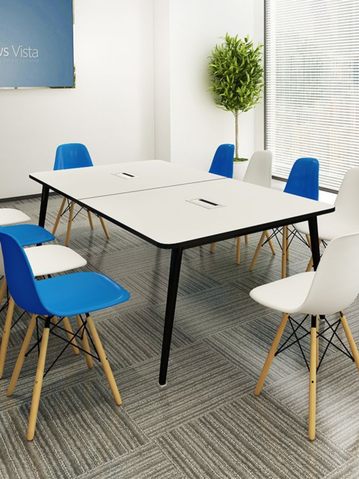 品会议桌长桌简约现代小型培训洽谈北欧工作大长方形办公室桌椅新