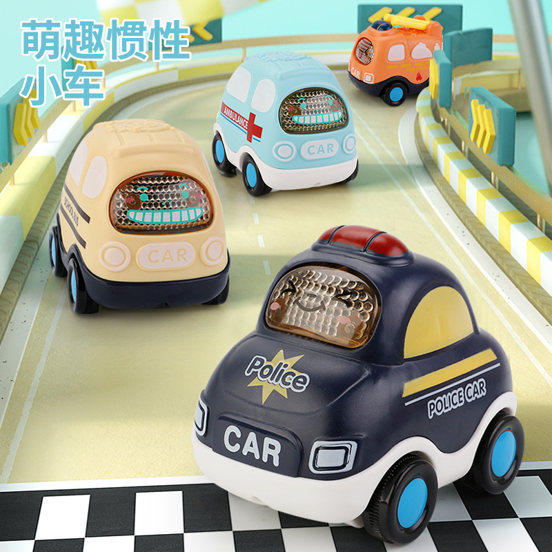 儿童玩具车男孩女婴幼儿童回力车惯性小汽车直升飞机警车巴士套装
