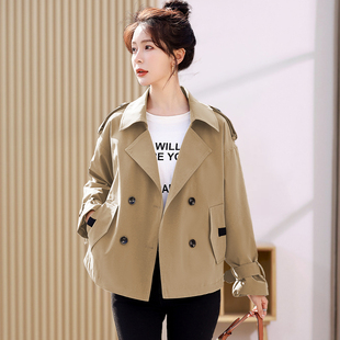 风衣女短款小个子春季2024新款今年流行韩版修身卡其色高级感外套