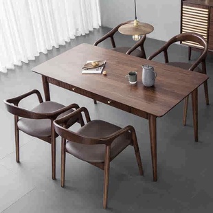 新中式餐桌家用饭桌小户型桌子长方形餐桌椅北欧实木长桌带抽屉