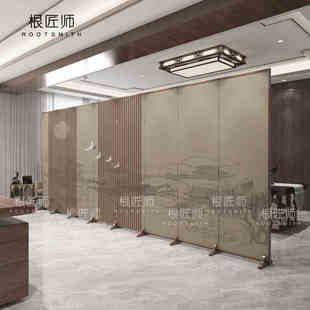 新中式屏风隔断客厅茶室办公室装饰卧室入门玄关遮挡实木折叠移动