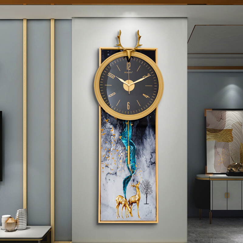 轻奢北欧墙壁客厅家用石英钟挂钟装饰画t钟表简约个性大气餐厅时