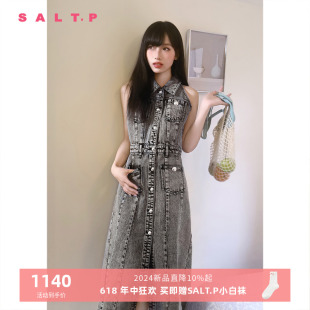 【博主同款】SALT.P可颜2024夏新品甜辣无袖牛仔连衣裙女长款