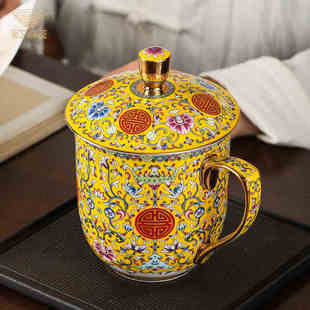景德镇陶瓷茶杯高档老板杯个人专用喝茶杯子带盖水杯大容量骨瓷杯