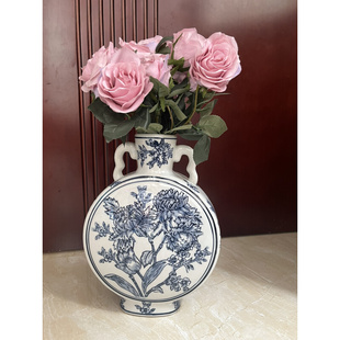 花瓶摆件高级感青花瓷陶瓷新中式中古装饰复古禅意软装景德镇瓷器