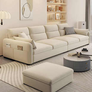 布艺沙发小户型客厅现代简约科技布猫爪皮奶油风直排三人位沙发