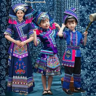 广西壮族服装新款少数民族舞蹈亲子演出服三月三舞台男女童成人女