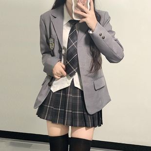 原创jk制服西装外套女校供感秋冬季款学院风小个子西服套装三件套