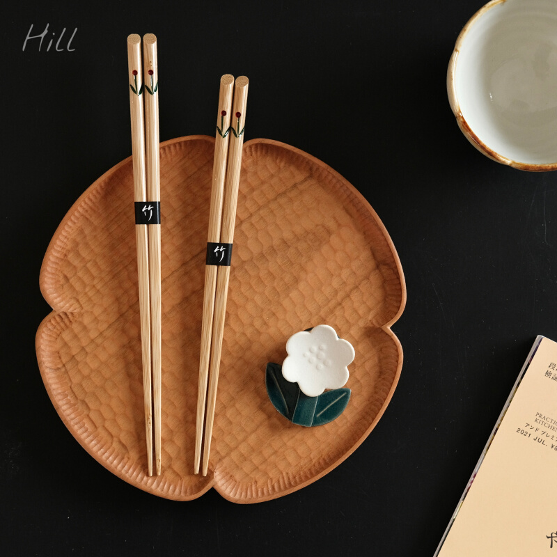 Hill杂货铺日本进口zakka清新可爱花朵草日式家用儿童天然竹筷子