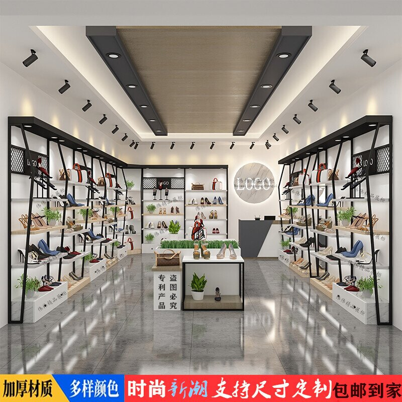 新款鞋店鞋架展示架商场装修货架童鞋女鞋展柜多层定制带灯落地架