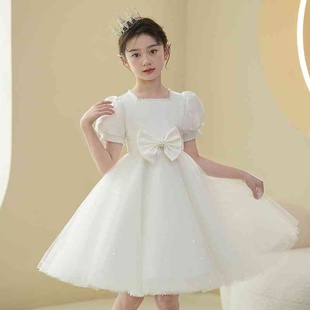 小女孩白色夏天公主裙女童夏装连衣裙2024新款儿童洋气夏季纱裙子