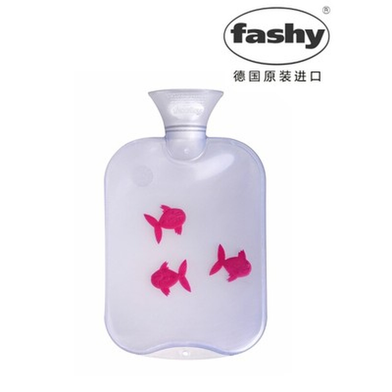 利快德国进口Fashy6231暖水袋透明防爆热水袋变色小鱼2L暖宝