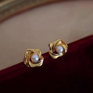 DIY珍珠配件 S925纯银耳钉空托不规则个性款耳环时尚耳饰手工银托