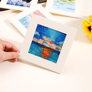 油画棒专用纸画框 正方形小相框卡纸带支架 油画棒画保存册纸框