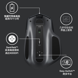 新品现货速发 罗技mx master2s无线蓝牙鼠标电脑大师充电办公拆包