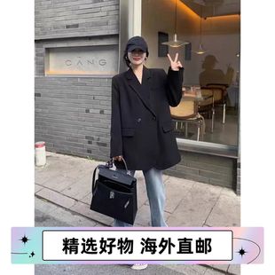 炸街黑色小西装外套女春秋2024新款韩系设计感小个子百搭西服套装