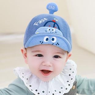 婴儿帽子秋冬款男童宝宝纯棉鸭舌帽可爱新生儿童遮阳春秋季棒球帽