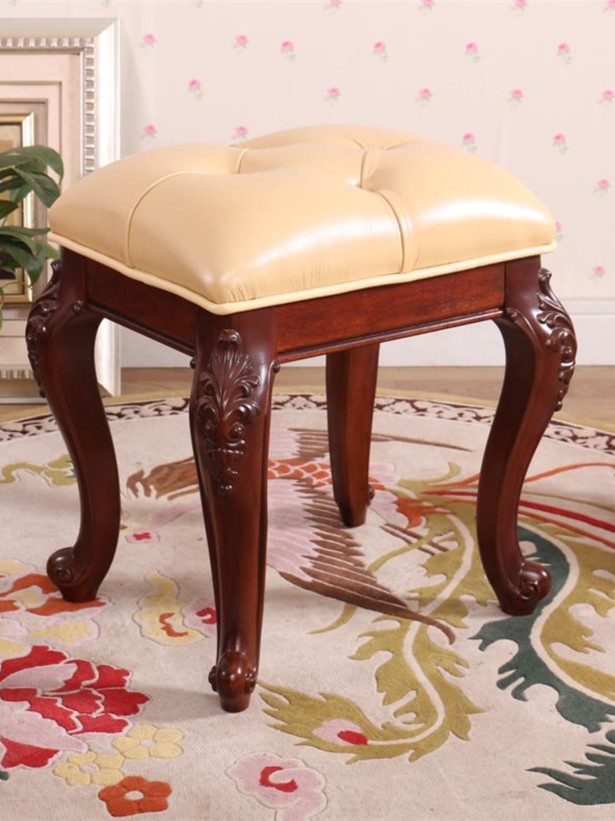 锦逢 Z186 欧式家具梳妆凳化妆小凳子 实木换鞋凳 美式古筝凳琴凳