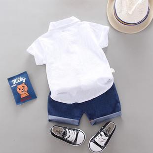 宝宝挖机短袖2薄款3运动T恤4男童夏装套装1-6岁小孩夏季衬衣5衬衫