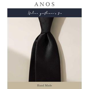 ANOS/ 新款黑色斜纹100%涤丝男士商务职业上班正装领带箭头型领带