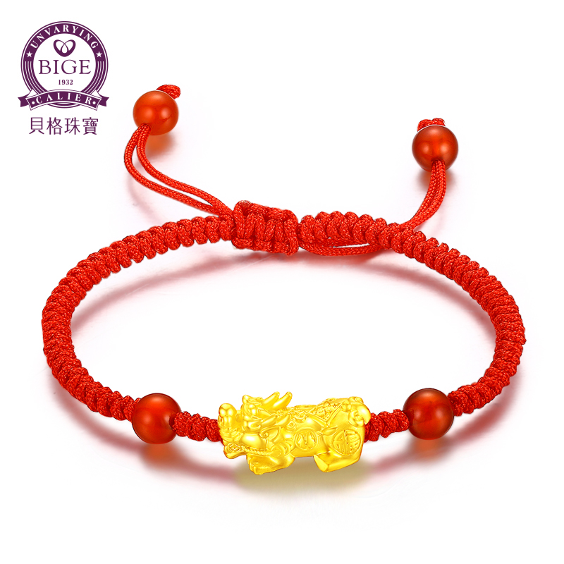 BIGE/贝格3D硬足金转运珠手链女黄金宝宝手链貔貅/麒麟红绳手绳|ruв категории ювелирные изделия/алмаз/жадеит/золото, золотые украшения (новый), украшения - от Buy2taobao.com для оказания профессиональной услуги покупки агента Taobao