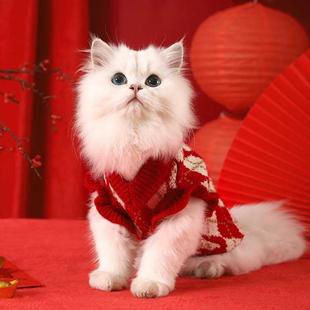 猫咪衣服秋冬布偶过年小猫红色猫猫冬天冬装新年宠物保暖冬季毛衣