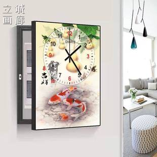 推荐新品电表箱装饰画带钟表免打孔z竖款新中式葫芦挂画配电箱电