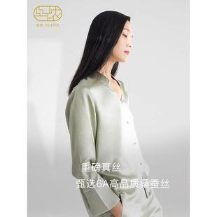 丝侬中式真丝睡衣女款套装立领高级桑蚕丝家居服女春秋送妈妈大码