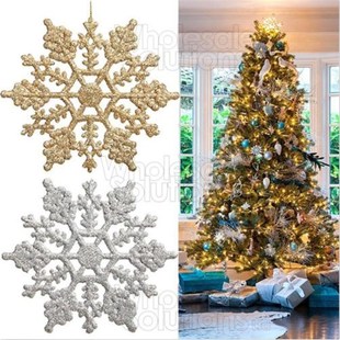 新品Christmas Glitter Snowflakes Decorations Xmas Tree Hangi