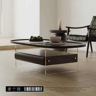 2023新款简约现代茶几客厅家用创意设计感极简椭圆形高脚亚克力桌