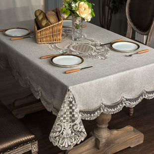 北欧简约桌布布艺长方形客厅家用餐桌布蕾丝台布桌垫轻奢茶几桌布