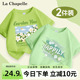 拉夏贝尔女童短袖t恤2024新款女大童装夏季纯棉半袖儿童绿色上衣