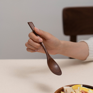 梵瀚 日式木勺吃饭家用木质调羹勺蜂蜜黑胡桃木筷子勺子餐具套装