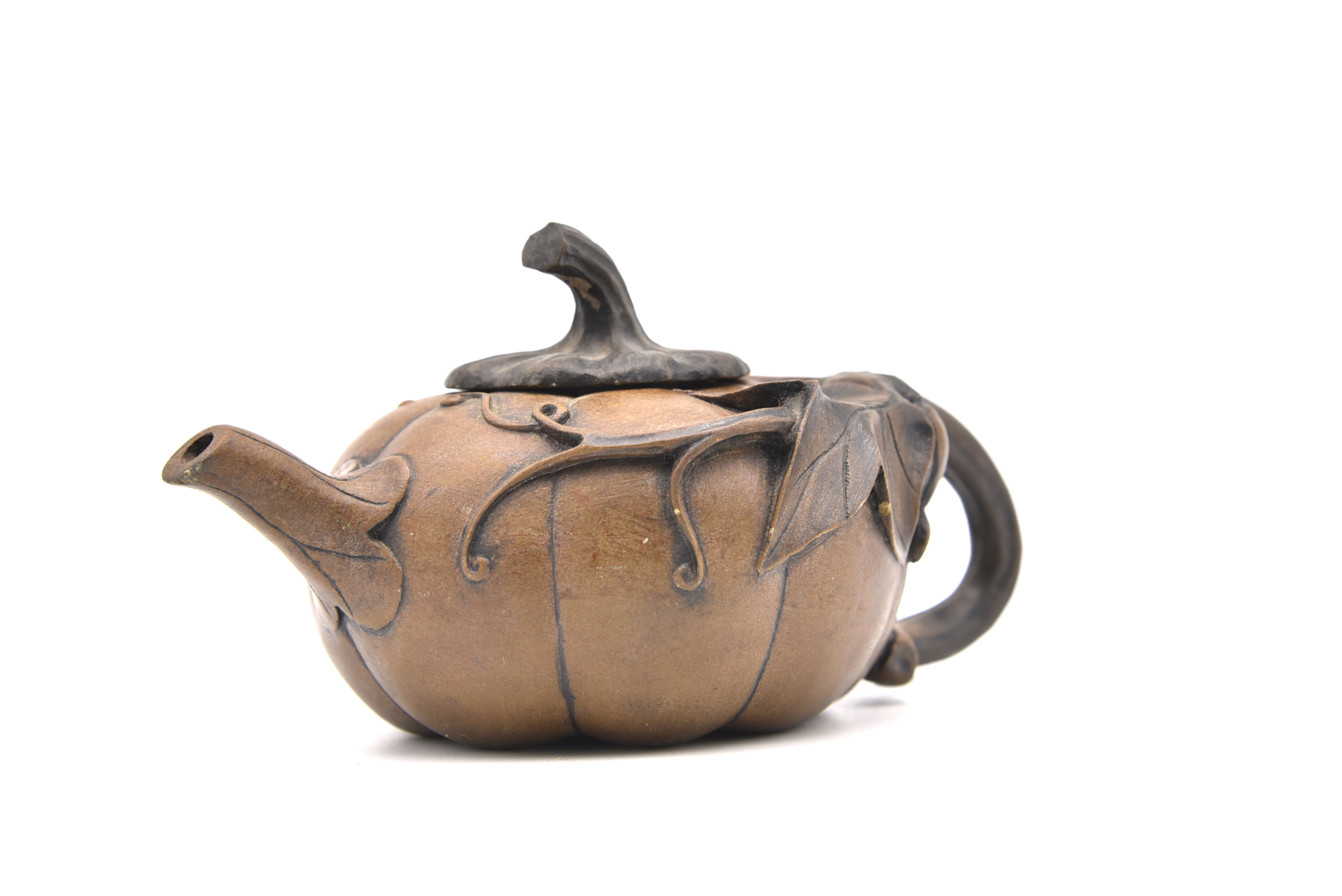 藏书澄泥石雕南瓜《兰亭序》茶壶