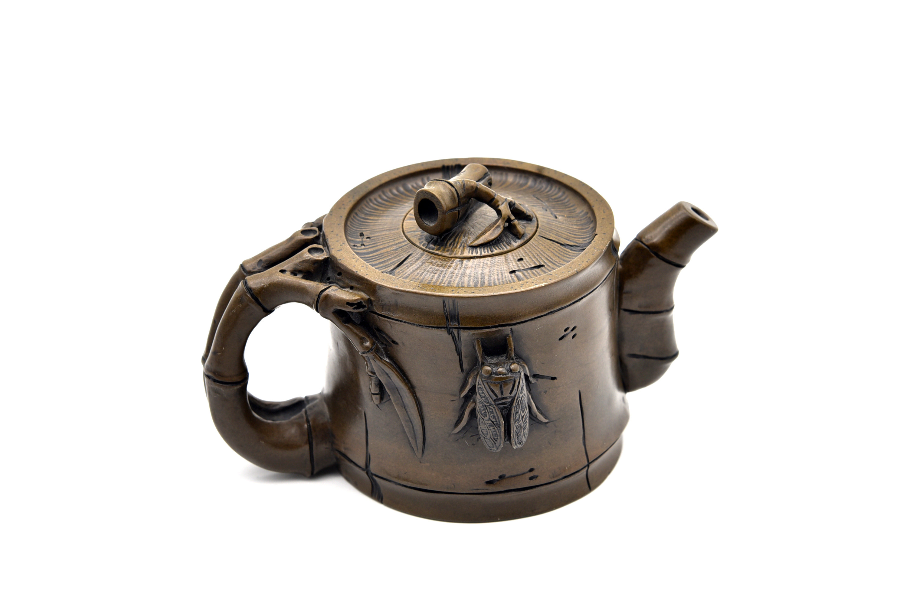 澄泥石雕节节高升茶壶