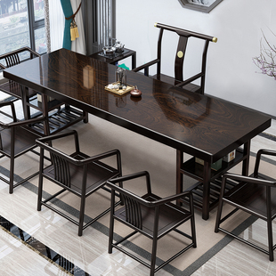 新中式非洲材实木大板茶桌椅组合办公室功夫泡茶奥坎红木禅意茶台