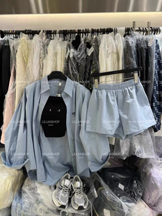2024春夏韩版慵懒风宽松长袖纯色防晒衬衫+短裙两件套装