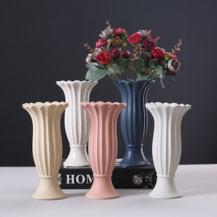 花瓶百合陶瓷白色插花高级感摆件奶油艺术欧式白瓷客厅法式复古黑