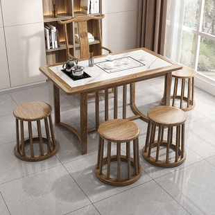 直销阳台岩板实木茶桌椅组合茶几小户型新中式家用客厅休闲泡茶台