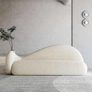 现代简约小户型沙发羊羔绒弧形布艺沙发客厅创意美容院服装店网红