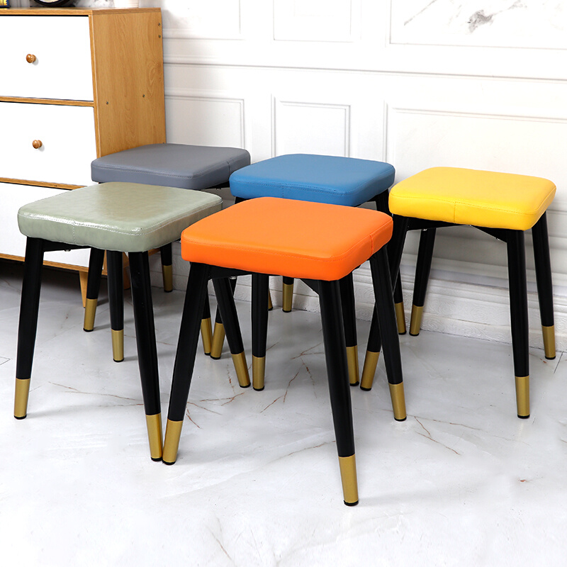 。家用轻奢凳子可叠放方凳板凳现代简约餐桌圆凳创意餐椅子客厅矮