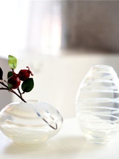 欧式白色玻璃花瓶迷你水培花器样板间台面装饰品摆件乔迁新品