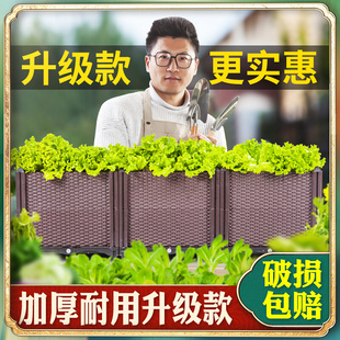 种菜神器家庭阳台菜园蔬菜种植箱长方形塑料花盆栽户外楼顶种菜盆