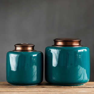 茶叶罐子陶瓷大号密封罐金属双盖家用储存罐存茶罐茶仓防潮家用